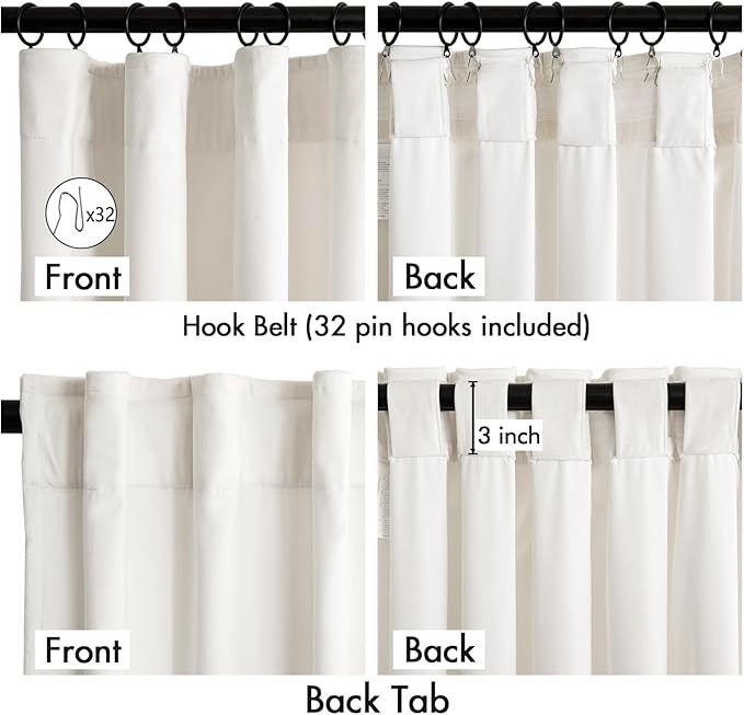 MIULEE Velvet Curtains 50W x 92L 2 Panels Ivory Blackout Curtains | Luxury - Image 3