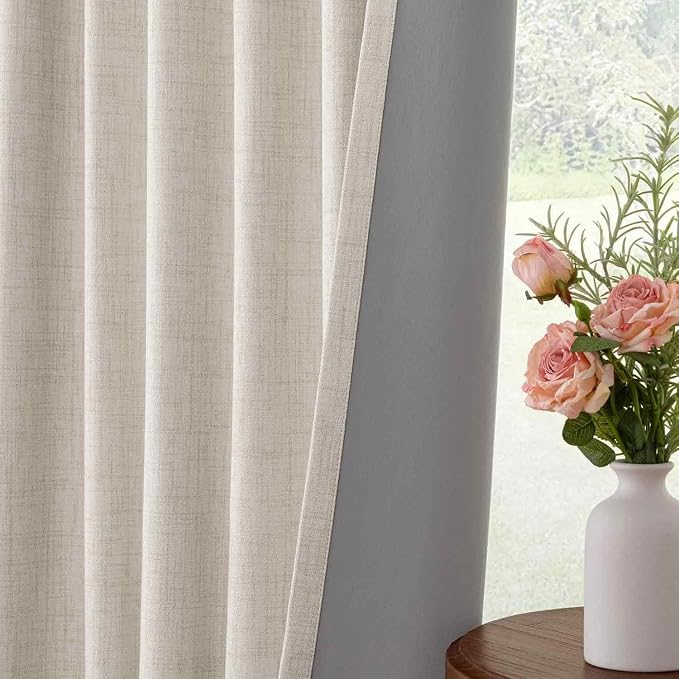 INOVADAY 100% Blackout Curtains 90 Inches Length 2 Panels Set, Back Tab/Rod - Image 5