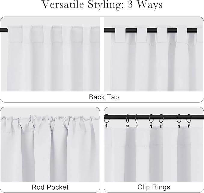 PONY DANCE 50% Light Filtering Curtains 84 inch Long, Back Tab & Rod Pocket - Image 5