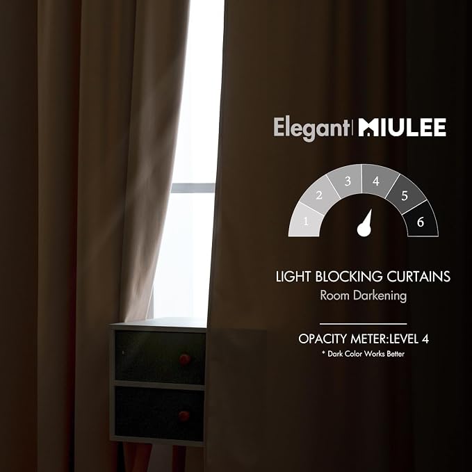 MIULEE Velvet Curtains 52x108 inches 2 Panels Camel Beige Blackout Curtains | - Image 5