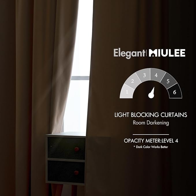 MIULEE Velvet Curtains 52x96 inches 2 Panels Camel Beige Blackout Curtains | - Image 5