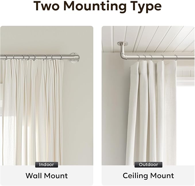 Zeerobee Curtain Rods for Windows 32 to 48, 1 Inch Industrial Wrap Around - Image 5