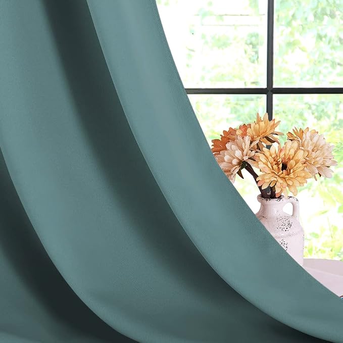 NICETOWN Thermal Insulated Greyish Blue Blackout Curtains - Image 6