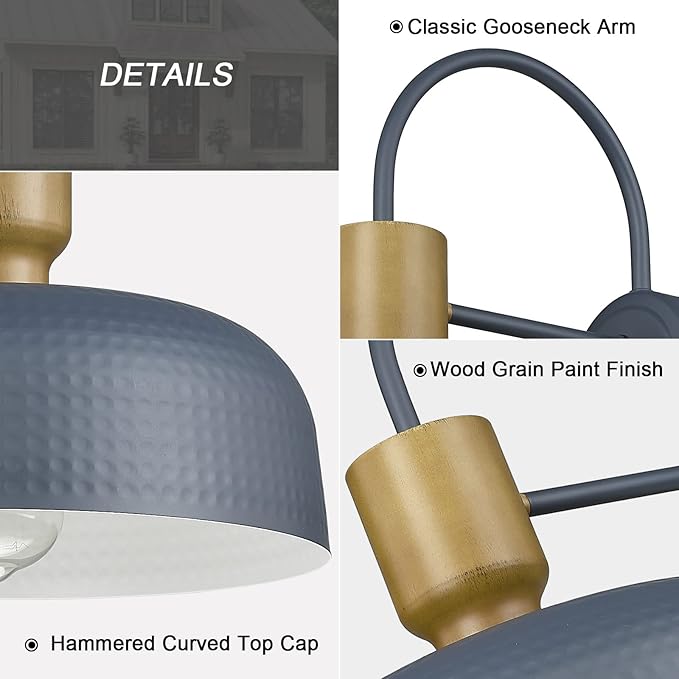 Outdoor Barn Light Gooseneck Barn Light, Farmhouse Exterior Wall Mount Light Vintage Wall Lighting Fixture Industrial Sconce Lantern for Porch, Entryway, Garage, Blue, 1 Pack