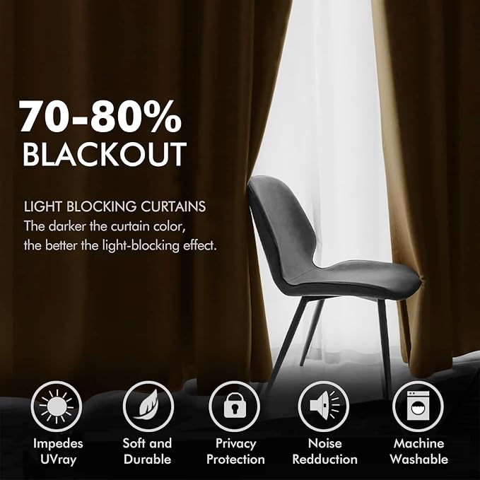 MIULEE Velvet Curtains Golden Brown Elegant Grommet Thermal Insulated - Image 4