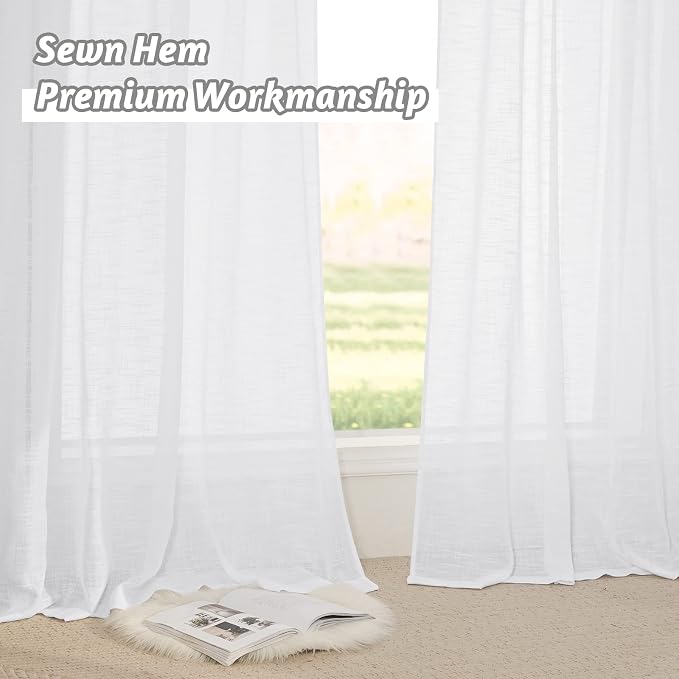 RYB HOME Extra Long White Sheer Curtains - Image 6