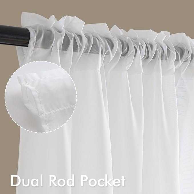 MIULEE 4 Panels White Extra Wide Sheer Curtains 59 x 63 Inches | Light Filtering - Image 3