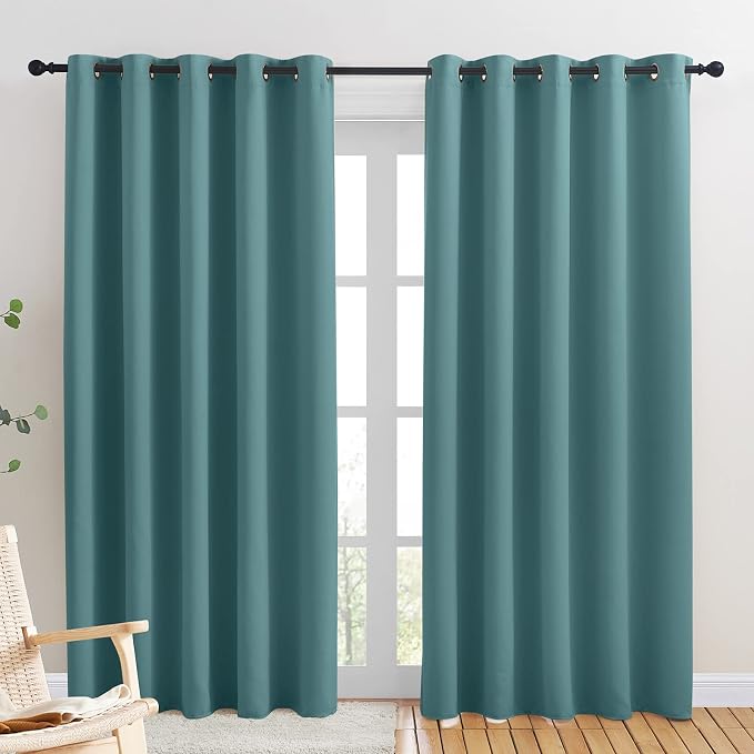 NICETOWN Room Darkening Draperies Window Curtain Panels, Sea Teal, 2 Panels by NICETOWN