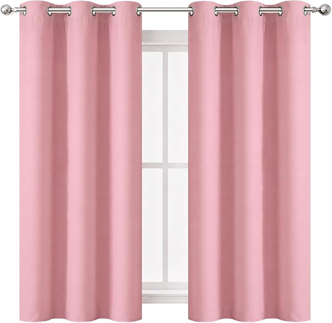 Pink Thermal Blackout Curtains/38 x 63 Inch/Set of 2 Panels Room Darkening - Image 2