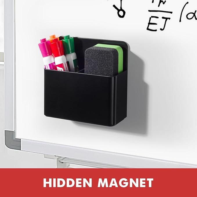 BEYGORM 2 Pack Plastics Magnetic Pen Holder for Refrigerator, Dry Erase Marker Holder for Whiteboard，Magnet School Locker Organizer Accessories, Pencil Cup, Pen Caddy, Classroom Organization(Black)