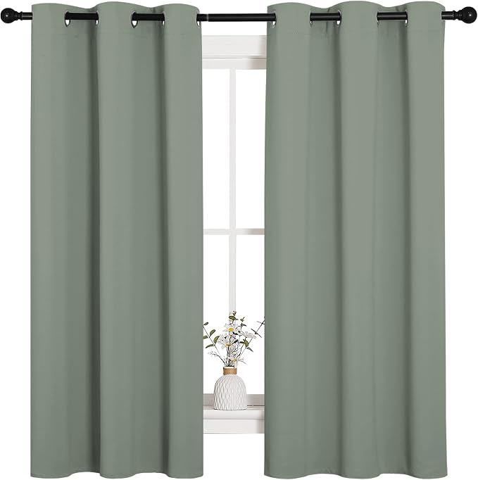 NICETOWN Greyish Green Nursery Essential Thermal Insulated Solid Grommet Top by NICETOWN