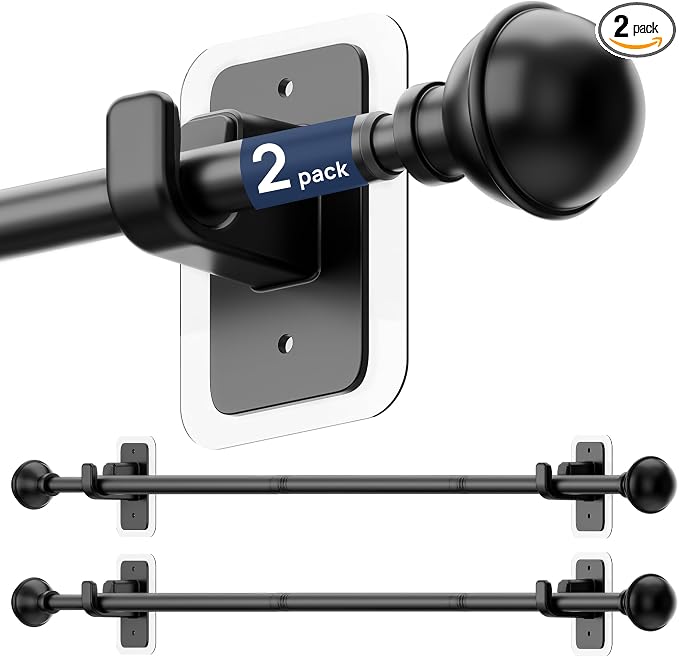 ENJOYBASICS 2 Pack No Drill Curtain Rods by ENJOYBASICS