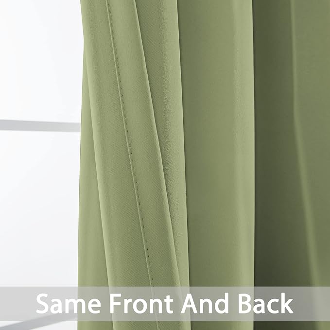 Yakamok Room Darkening Curtains 52x90 inch Length Sage Green-Living Room | 2 - Image 3