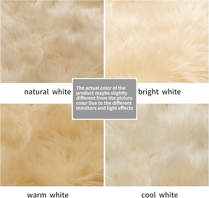 SERISSA 3x3 Fluffy Beige Round Faux Fur Area Rug - Image 6