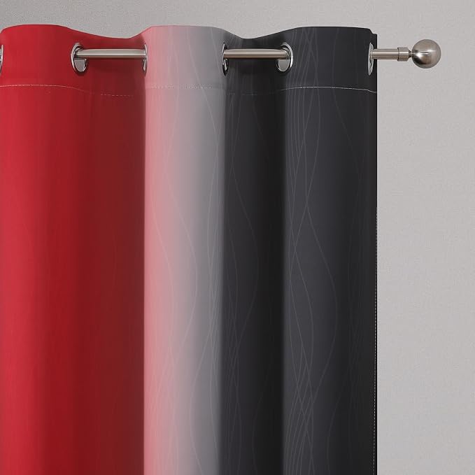 Estelar Textiler Black and Red Blackout Curtains, 100% Ombre Blackout Curtains - Image 4