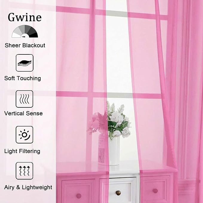 Gwine Sheer Curtains for Bedroom 54 inches Long - Image 4