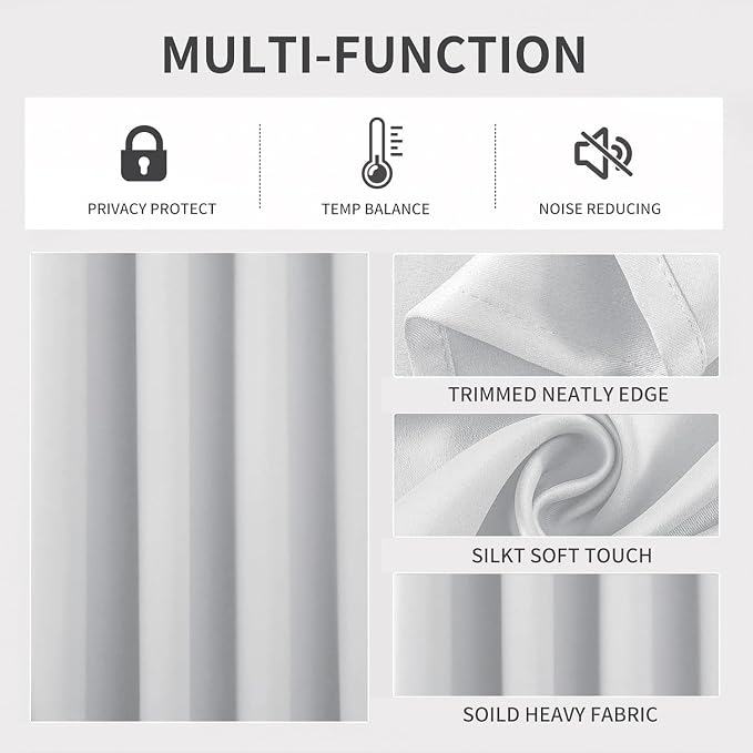 Joydeco White Curtains 54 Inches Long 2 Panels Set, Thermal Insulated Long - Image 3
