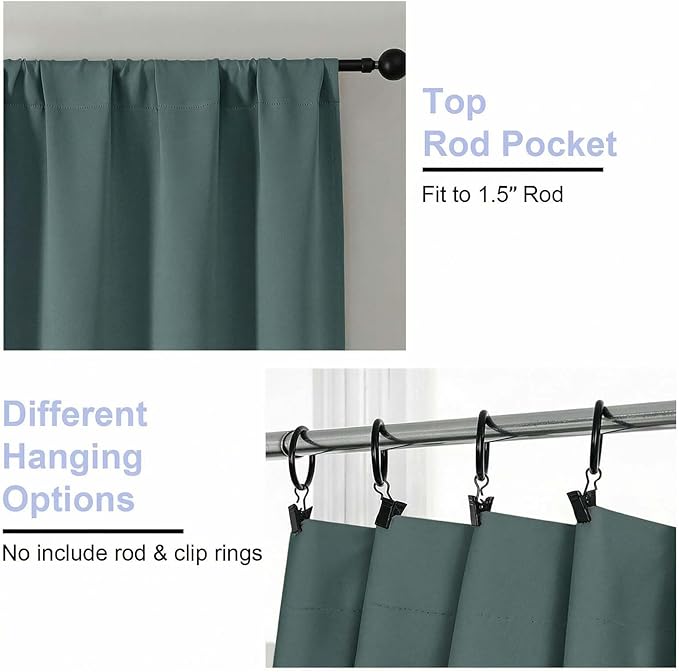 Simplebrand Ava Dark Green Short 36 Inches Blackout Curtain 2 Panels Set - Image 4