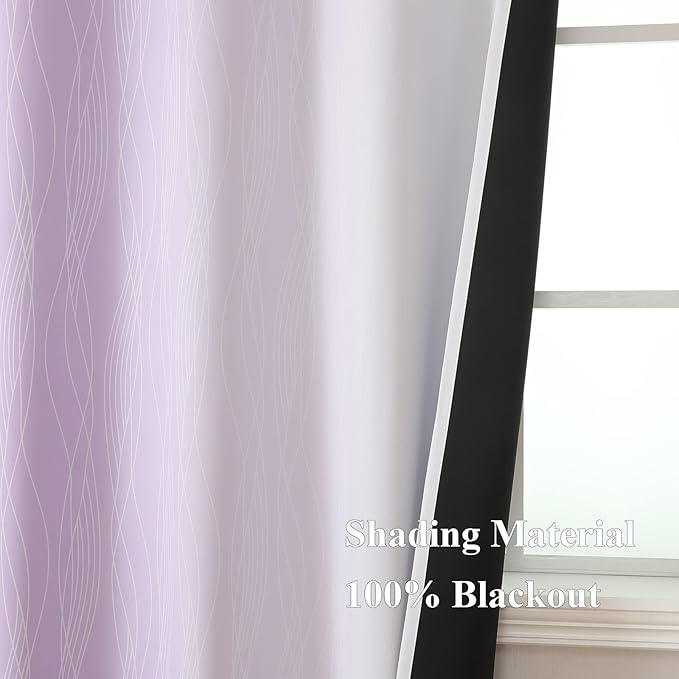 Estelar Textiler Lilac and Greyish White Blackout Curtains 45 Inch Length - Image 5