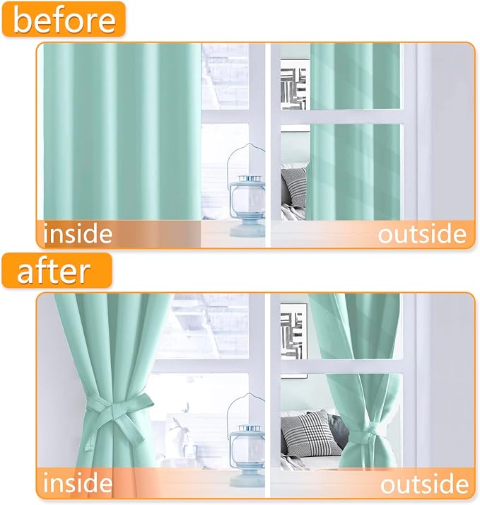 Short Blackout Curtains for Bedroom, 2 Panels, 42 x 45 Inch | Thermal Insulated - Image 4