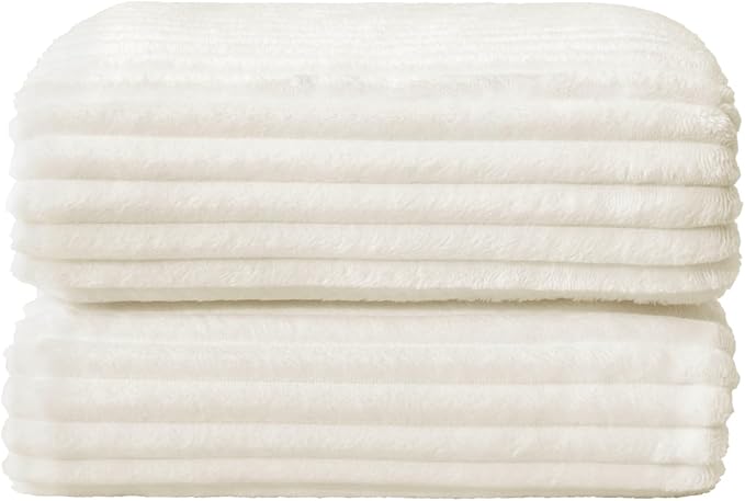 BEDELITE 3D Ribbed Jacquard Cream Fleece Twin Blanket - Image 8