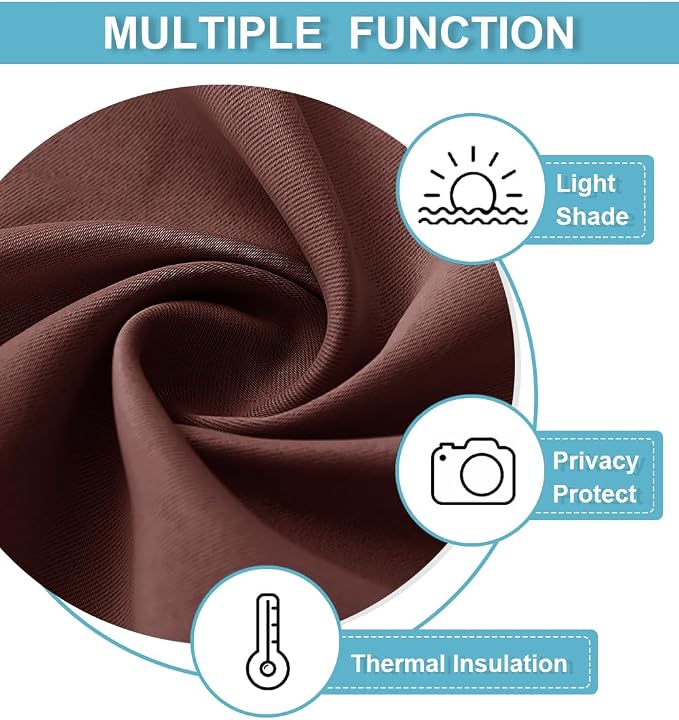 RYB HOME Blackout Curtains for Bedroom Living Room 63 inches Long, Thermal - Image 4