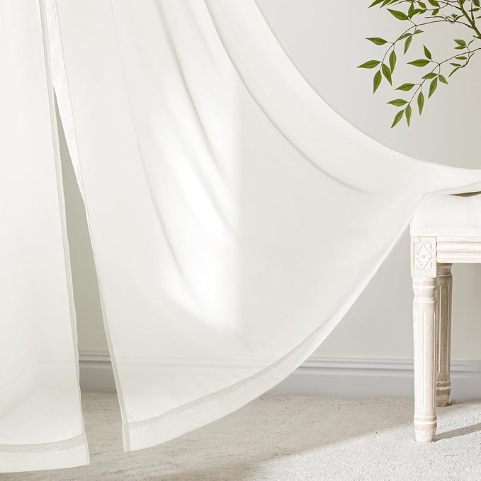 MIULEE Ivory Sheer Curtains 96 Inches Long 4 Panels 42 x 96 Inches | Light - Image 6