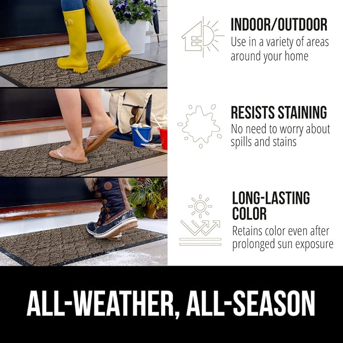 GORILLA GRIP 100% Waterproof All-Season WeatherMAX Doormat, US Designed Natural - Image 3