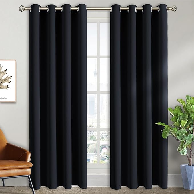 BGment Black Blackout Curtains 84 Inch Long by BGment