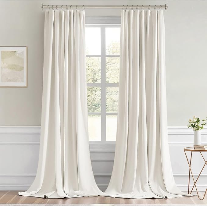 MIULEE Ivory Back Tab Blackout Curtains 52x96 Inch Long 2 Panels Set | Rod - Image 9
