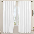 White 100% Blackout Linen Bedroom Curtains 72 Inches 2 Panels | Neutral Curtains by LAMIT