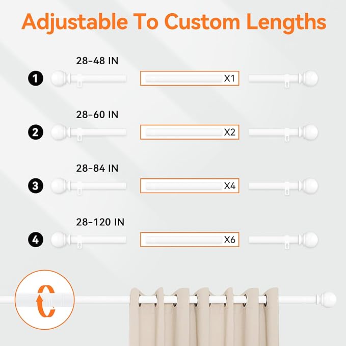 Curtain Rods for Windows 66 to 120” - Image 5