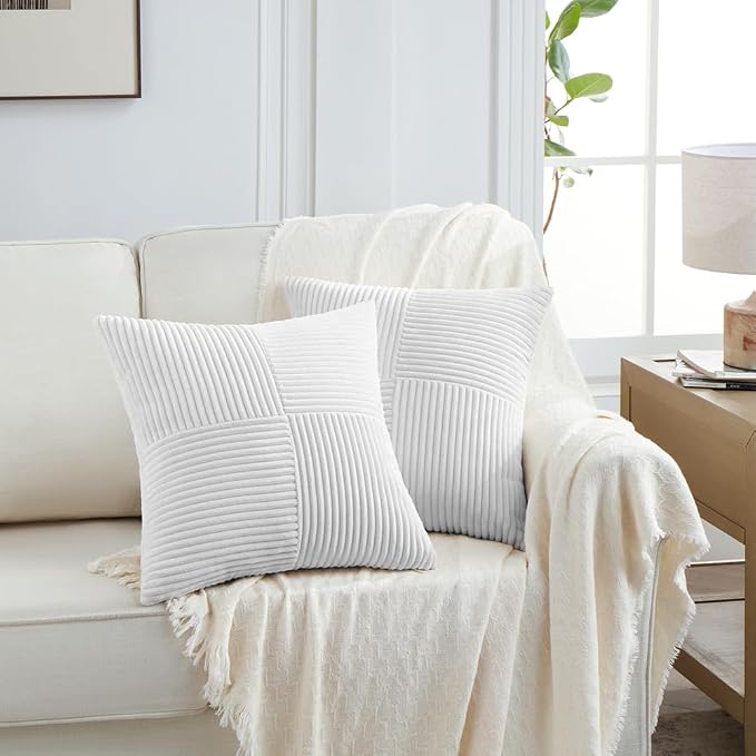 Fancy Homi 2 Packs Pure White Decorative Throw Pillow Covers 18x18 Inch - Image 6