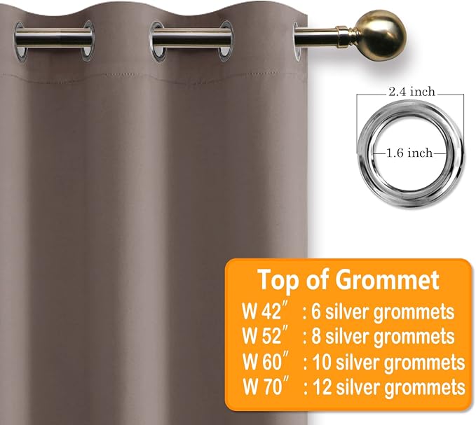 Grommet Blackout Curtains for Bedroom, 70 x 84 Inches, Tan 2 Panels | Thermal - Image 5