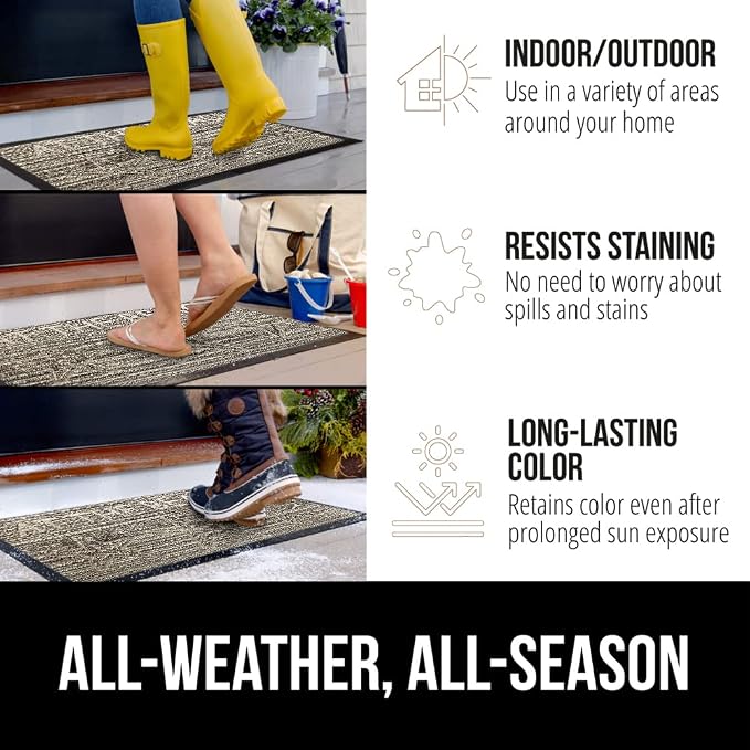 GORILLA GRIP 100% Waterproof All-Season WeatherMAX Doormat US Designed Natural - Image 3