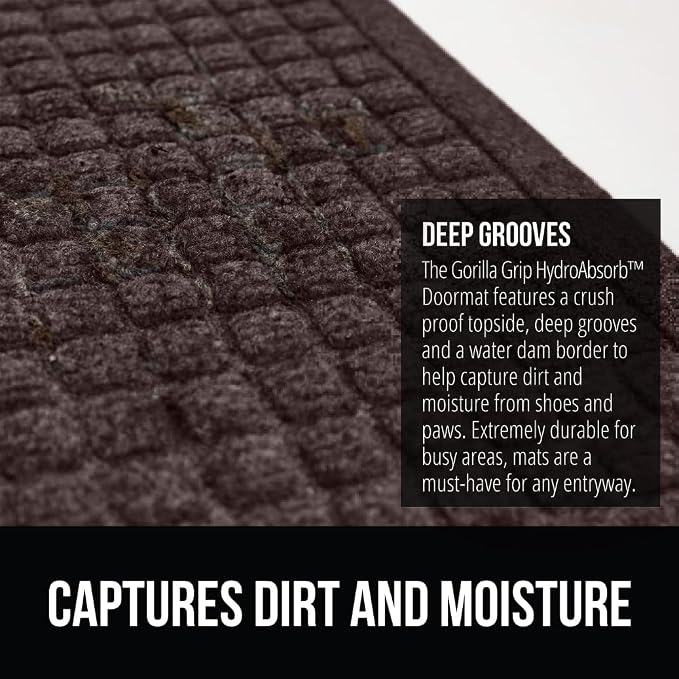 GORILLA GRIP® Ultra Absorbent Front Door Mat Outside Entrance 35x23, Traps Dirt - Image 5
