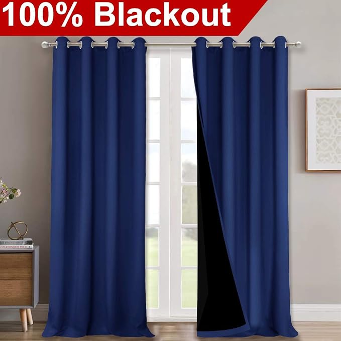 NICETOWN 100% Blackout Curtains 108 inches Long, Noise Reduction Window - Image 2