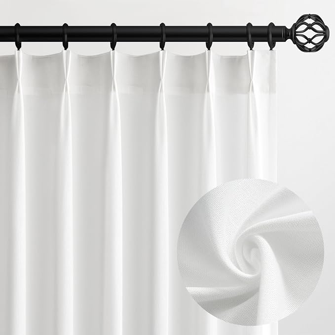 Topfinel 105 Inch Curtains 2 Panels Set, Two Packs Pinch Pleat Back Tab Linen by Topfinel