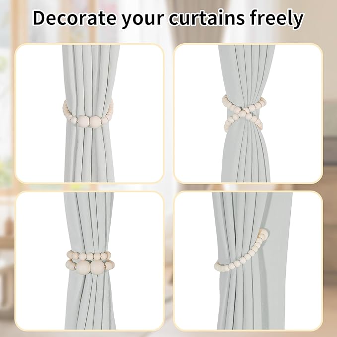 KLOGTSIND Magnetic Curtain Tiebacks, 4 Pack Curtain Holdbacks - Image 3