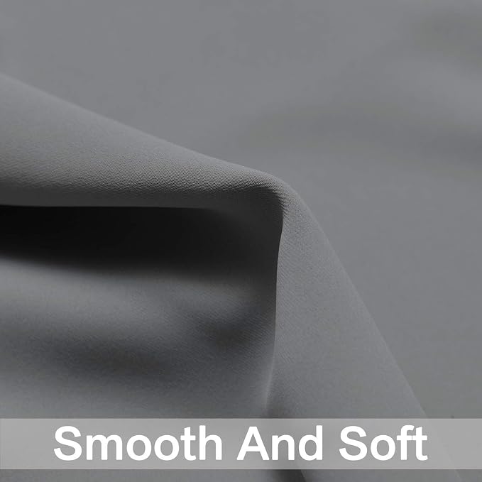 Yakamok Grey Blackout Curtains Room Darkening Thermal Insulated Grommet top - Image 3