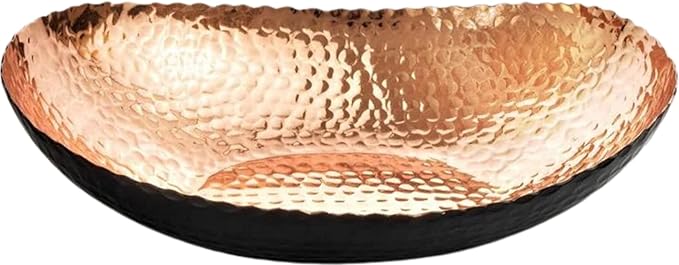 Monarch Abode Hand Hammered Decorative Bowl, 12.75-Inch Black and Copper Plated – Key Bowl for Entryway Table, Catch All, Decorative Fruit Basin, Key Holder, Bowls for Home Decor