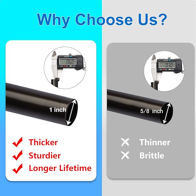 Byondeth Curtain Rods for Windows 16 to 200 Inches Adjustable Length 1 Inch - Image 5
