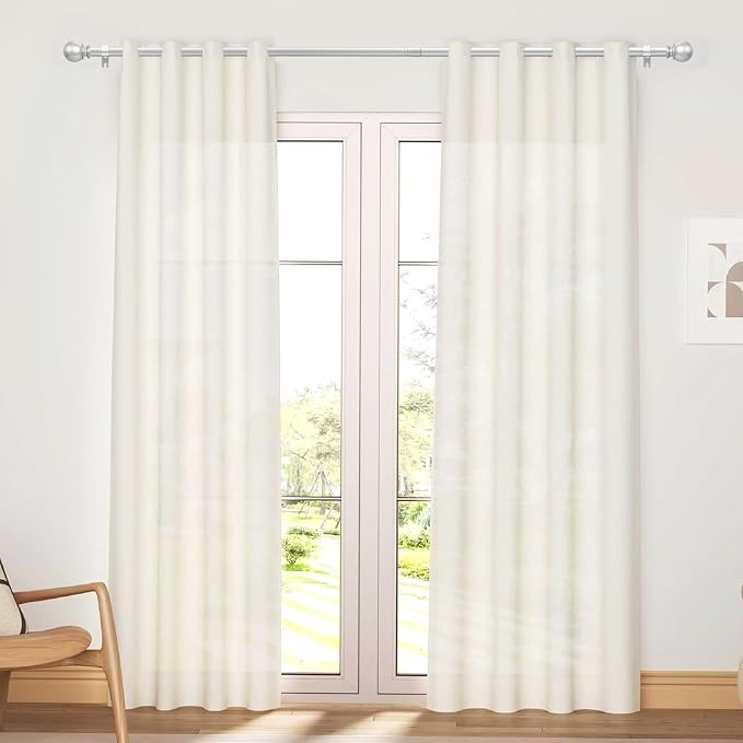 Silver Curtain Rods for Windows 28 to 48 Inch, 2 Pack 5/8 Inch Diameter - Image 2