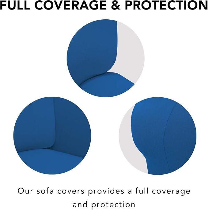 PureFit Stretch Oversized Couch Covers Fleece Sofa Slipcovers Classic Blue | - Image 3