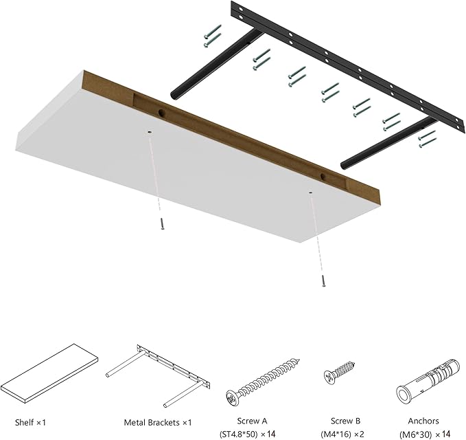 Large Floating Shelves for Wall Set of 3 Wooden Wall Shelves 30 in x 12.75 in x 2 in Room Decor Long Shelf with Invisible Wall Mount Bracket for Bedroom Kitchen Living Room White
