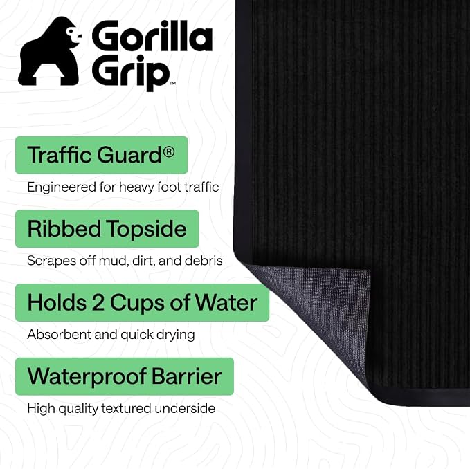 GORILLA GRIP Waterproof Traffic Guard Door Mat, Indoor and Outdoor Heavy Duty - Image 2