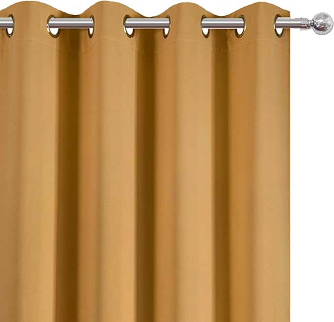 LEMOMO Mustard Yellow Blackout Curtains 52 x 63 Inch Length/Set of 2 Curtain - Image 6