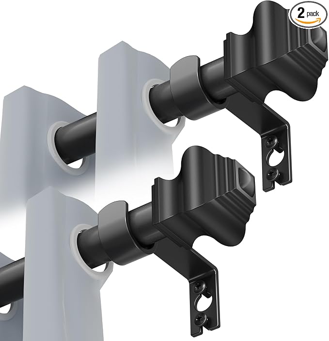 Curtain Rods for Windows 2 Pack 36-48 inch, 5/8 inch Matte Black Curtain Rod by Unknown