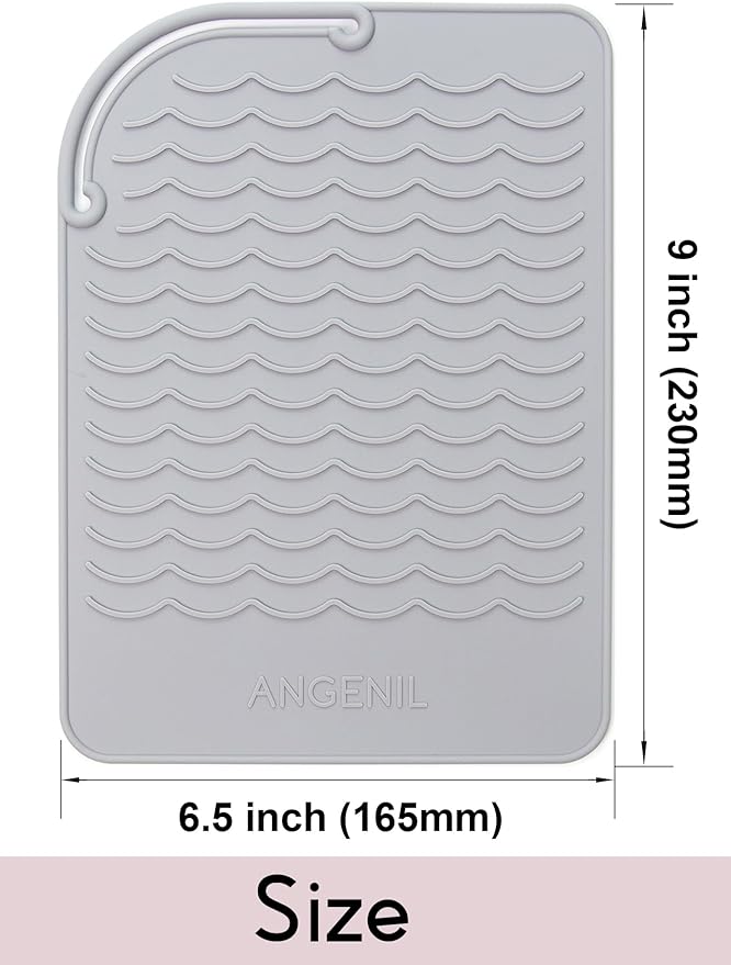 ANGENIL Heat Resistant Silicone Mat for Hair Tools - Counter Mat Pad Cover for Curling Irons, Flat Irons, and Hair Straighteners (9" x 6.5")