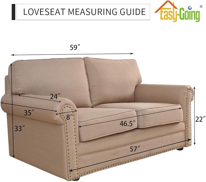 Easy-Going Stretch Loveseat Couch Covers Washable Sand | 1-Piece Loveseat Covers - Image 7